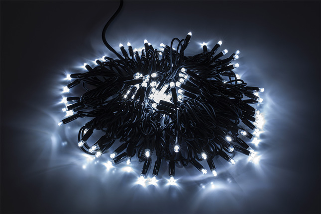 STRINGA NERA 60LED BIANCHI NO CAV