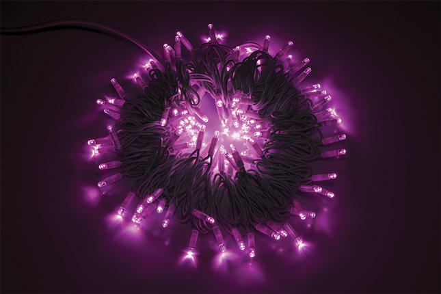 STRINGA NERA 60LED PINK