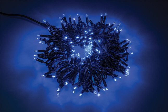 STRINGA NERA 60LED BLU
