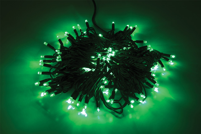 STRINGA NERA 60LED VERDI