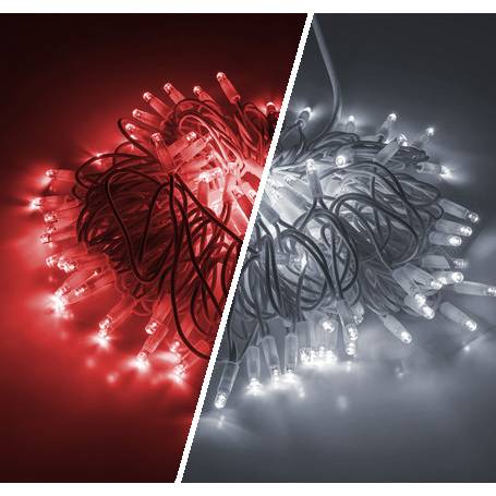 STRINGA BI-ColoR BIA/ROSSA 100+20LED FLASH no cav