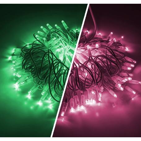 STRINGA BI-ColoR VERDE/PINK 100+20LED FLASH no cav